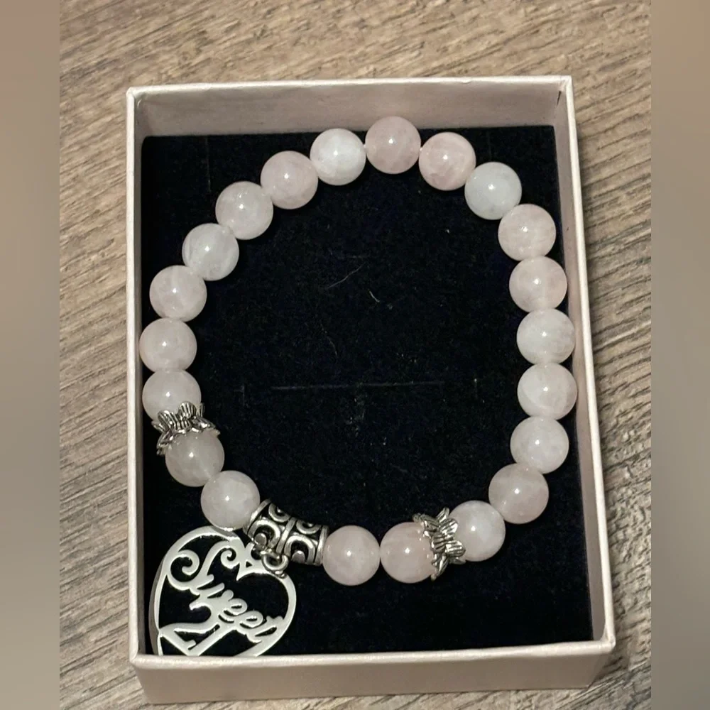 Pastel pink‎ Sweet 21 birthday beaded bracelet